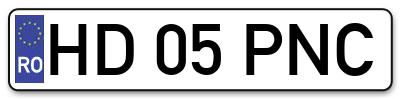 Placuta inmatriculare numar auto  HD-05-PNC, HD 05 PNC, HD05PNC