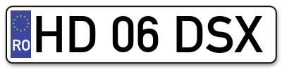 Placuta inmatriculare numar auto  HD-06-DSX, HD 06 DSX, HD06DSX