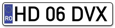 Placuta inmatriculare numar auto  HD-06-DVX, HD 06 DVX, HD06DVX