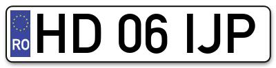 Placuta inmatriculare numar auto  HD-06-IJP, HD 06 IJP, HD06IJP
