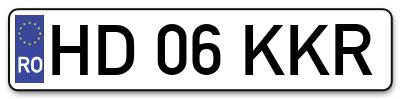 Placuta inmatriculare numar auto  HD-06-KKR, HD 06 KKR, HD06KKR
