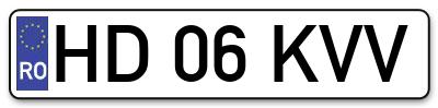 Placuta inmatriculare numar auto  HD-06-KVV, HD 06 KVV, HD06KVV