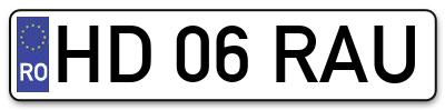 Placuta inmatriculare numar auto  HD-06-RAU, HD 06 RAU, HD06RAU