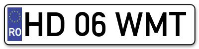 Placuta inmatriculare numar auto  HD-06-WMT, HD 06 WMT, HD06WMT