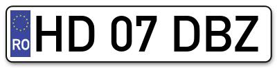 Placuta inmatriculare numar auto  HD-07-DBZ, HD 07 DBZ, HD07DBZ
