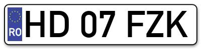 Placuta inmatriculare numar auto  HD-07-FZK, HD 07 FZK, HD07FZK