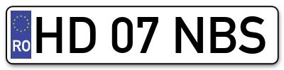 Placuta inmatriculare numar auto  HD-07-NBS, HD 07 NBS, HD07NBS