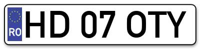 Placuta inmatriculare numar auto  HD-07-OTY, HD 07 OTY, HD07OTY