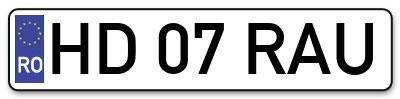 Placuta inmatriculare numar auto  HD-07-RAU, HD 07 RAU, HD07RAU