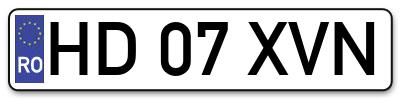 Placuta inmatriculare numar auto  HD-07-XVN, HD 07 XVN, HD07XVN