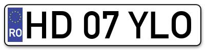 Placuta inmatriculare numar auto  HD-07-YLO, HD 07 YLO, HD07YLO