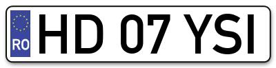 Placuta inmatriculare numar auto  HD-07-YSI, HD 07 YSI, HD07YSI
