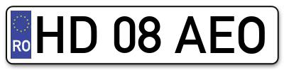 Placuta inmatriculare numar auto  HD-08-AEO, HD 08 AEO, HD08AEO