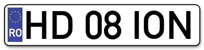 Placuta inmatriculare numar auto  HD-08-ION, HD 08 ION, HD08ION