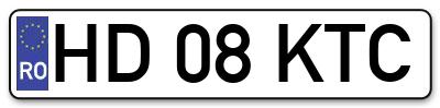 Placuta inmatriculare numar auto  HD-08-KTC, HD 08 KTC, HD08KTC