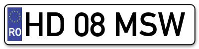 Placuta inmatriculare numar auto  HD-08-MSW, HD 08 MSW, HD08MSW