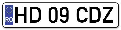 Placuta inmatriculare numar auto  HD-09-CDZ, HD 09 CDZ, HD09CDZ