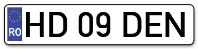Placuta inmatriculare numar auto  HD-09-DEN, HD 09 DEN, HD09DEN