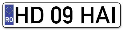 Placuta inmatriculare numar auto  HD-09-HAI, HD 09 HAI, HD09HAI