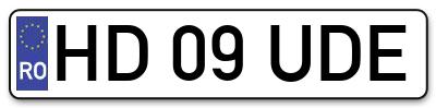 Placuta inmatriculare numar auto  HD-09-UDE, HD 09 UDE, HD09UDE