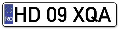 Placuta inmatriculare numar auto  HD-09-XQA, HD 09 XQA, HD09XQA
