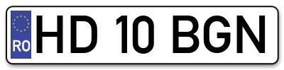 Placuta inmatriculare numar auto  HD-10-BGN, HD 10 BGN, HD10BGN