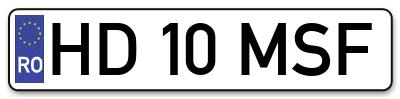 Placuta inmatriculare numar auto  HD-10-MSF, HD 10 MSF, HD10MSF