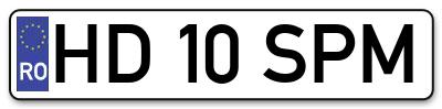 Placuta inmatriculare numar auto  HD-10-SPM, HD 10 SPM, HD10SPM
