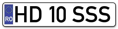 Placuta inmatriculare numar auto  HD-10-SSS, HD 10 SSS, HD10SSS