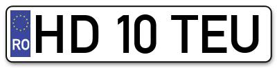 Placuta inmatriculare numar auto  HD-10-TEU, HD 10 TEU, HD10TEU