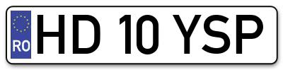 Placuta inmatriculare numar auto  HD-10-YSP, HD 10 YSP, HD10YSP