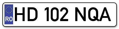 Placuta inmatriculare numar auto  HD-102-NQA, HD 102 NQA, HD102NQA