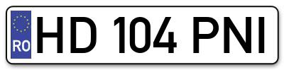 Placuta inmatriculare numar auto  HD-104-PNI, HD 104 PNI, HD104PNI