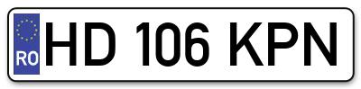Placuta inmatriculare numar auto  HD-106-KPN, HD 106 KPN, HD106KPN