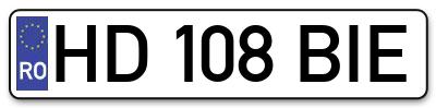 Placuta inmatriculare numar auto  HD-108-BIE, HD 108 BIE, HD108BIE