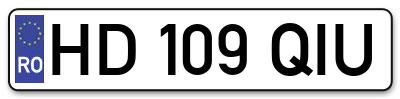 Placuta inmatriculare numar auto  HD-109-QIU, HD 109 QIU, HD109QIU