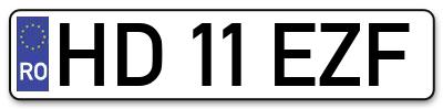 Placuta inmatriculare numar auto  HD-11-EZF, HD 11 EZF, HD11EZF