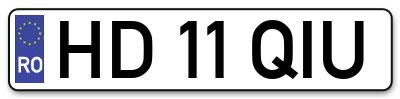 Placuta inmatriculare numar auto  HD-11-QIU, HD 11 QIU, HD11QIU