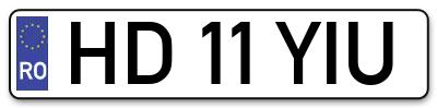 Placuta inmatriculare numar auto  HD-11-YIU, HD 11 YIU, HD11YIU