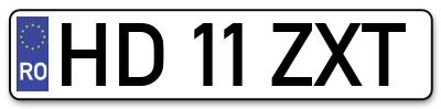 Placuta inmatriculare numar auto  HD-11-ZXT, HD 11 ZXT, HD11ZXT