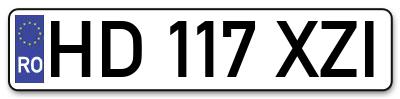 Placuta inmatriculare numar auto  HD-117-XZI, HD 117 XZI, HD117XZI