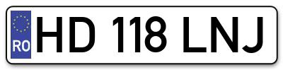 Placuta inmatriculare numar auto  HD-118-LNJ, HD 118 LNJ, HD118LNJ