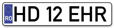 Placuta inmatriculare numar auto  HD-12-EHR, HD 12 EHR, HD12EHR