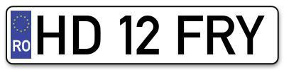Placuta inmatriculare numar auto  HD-12-FRY, HD 12 FRY, HD12FRY