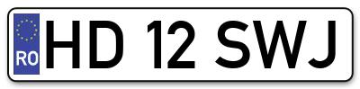 Placuta inmatriculare numar auto  HD-12-SWJ, HD 12 SWJ, HD12SWJ