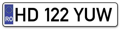 Placuta inmatriculare numar auto  HD-122-YUW, HD 122 YUW, HD122YUW