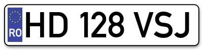 Placuta inmatriculare numar auto  HD-128-VSJ, HD 128 VSJ, HD128VSJ