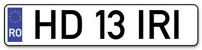 Placuta inmatriculare numar auto  HD-13-IRI, HD 13 IRI, HD13IRI