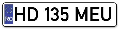 Placuta inmatriculare numar auto  HD-135-MEU, HD 135 MEU, HD135MEU