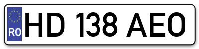 Placuta inmatriculare numar auto  HD-138-AEO, HD 138 AEO, HD138AEO